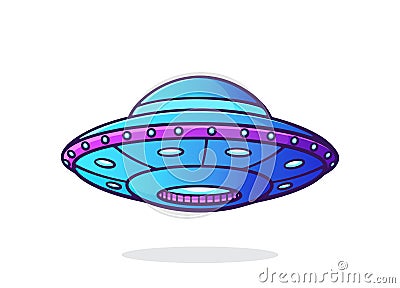 UFO with lights. Unidentified flying object Vector Illustration