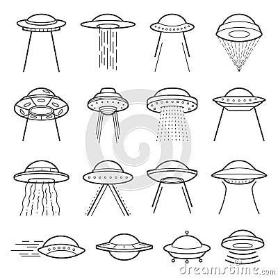 UFO logo elements. Mystical symbol paranormal phenomena Vector Illustration