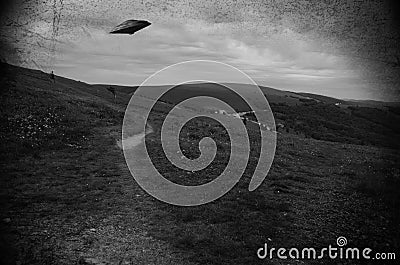 Ufo over the fields Stock Photo