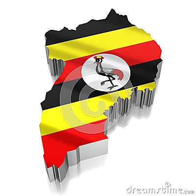 Uganda - country borders and flag Cartoon Illustration