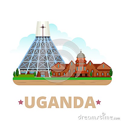 Uganda country design template Flat cartoon style Vector Illustration