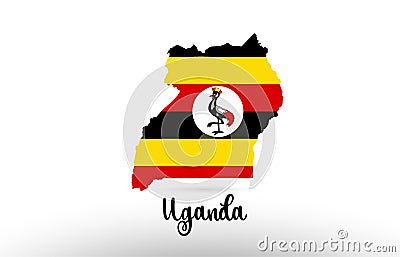 Uganda country flag inside map contour design icon logo Vector Illustration