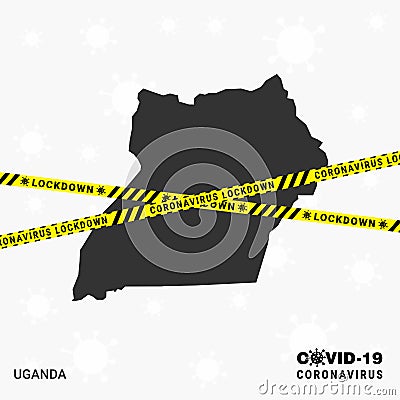 Uganda country map Lockdown template for Coronavirus pandemic for stop virus transmission Vector Illustration