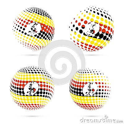 Uganda halftone flag set patriotic vector design. Vector Illustration