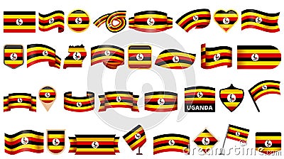 Uganda icons set cartoon vector. Flag kampala Vector Illustration
