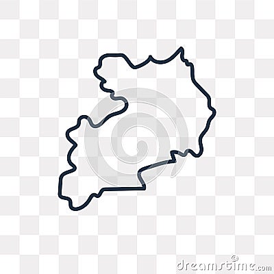 Uganda map vector icon isolated on transparent background, linear Uganda map transparency concept can be used web and mobile Vector Illustration