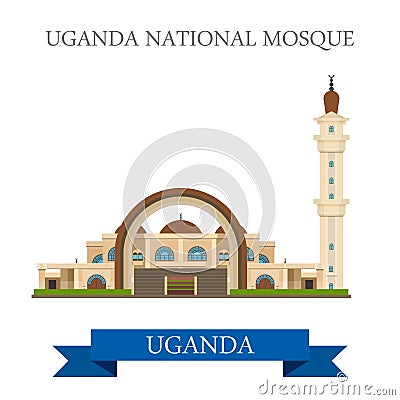 Uganda National Mosque. Flat historic web vector i Vector Illustration