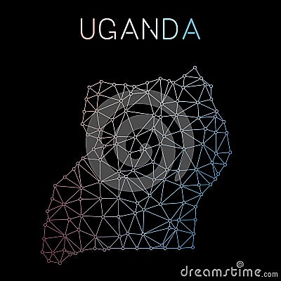 Uganda network map. Vector Illustration