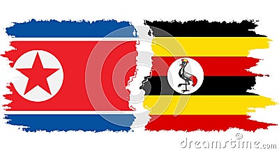 Uganda and North Korea grunge flags connection vector Vector Illustration