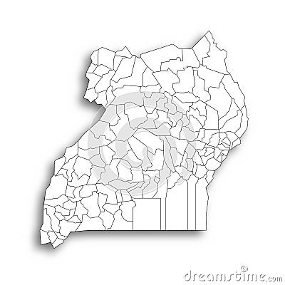 Uganda political map of administrative divisions Vector Illustration