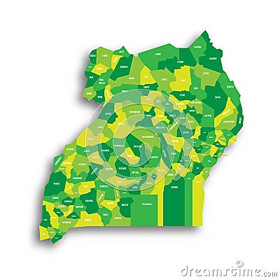 Uganda political map of administrative divisions Vector Illustration