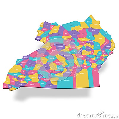 Uganda political map of administrative divisions Vector Illustration