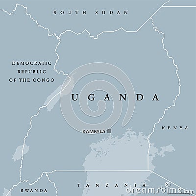 Uganda political map Vector Illustration