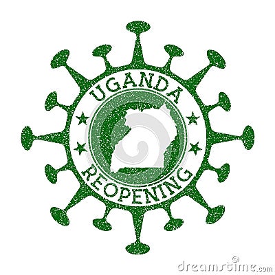 Uganda Reopening Stamp. Vector Illustration