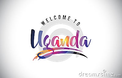 Uganda Welcome To Message in Purple Vibrant Modern Colors. Vector Illustration