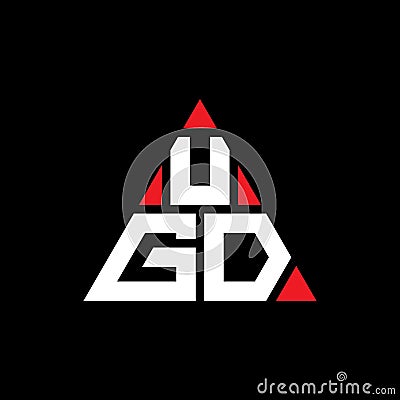 UGD triangle letter logo design with triangle shape. UGD triangle logo design monogram. UGD triangle vector logo template with red Vector Illustration