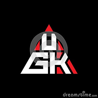 UGK triangle letter logo design with triangle shape. UGK triangle logo design monogram. UGK triangle vector logo template with red Vector Illustration