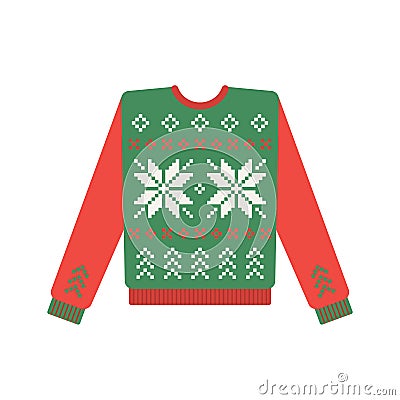 Ugly christmas sweater with deer pattern Vector Illustration