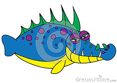 Ugly fish monster Vector Illustration