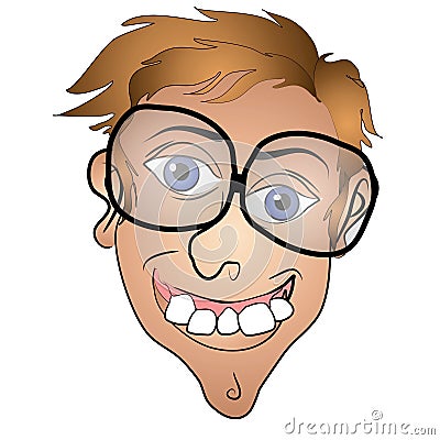 Ugly Freddy Young Man Smiling Cartoon Illustration