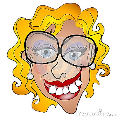 Ugly Netty Young Woman Smiling Cartoon Illustration