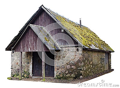 Ugly no nsme wooden forest vintage rural shed for storage of fi Stock Photo