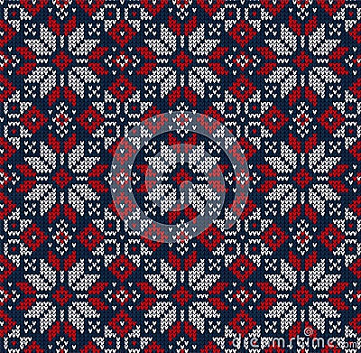 Ugly sweater Christmas Season Winter seamless background scandinavian ornaments. Vector Illustration