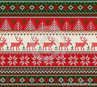 Ugly sweater Merry Christmas Happy New Year seamless pattern frame Vector Illustration