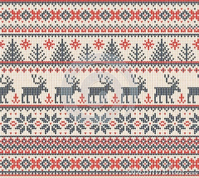 Ugly sweater Merry Christmas Happy New Year seamless pattern frame Vector Illustration