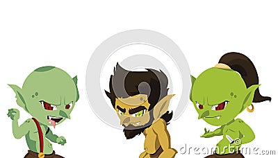 ugly trolls and caveman gnome magic characters Cartoon Illustration