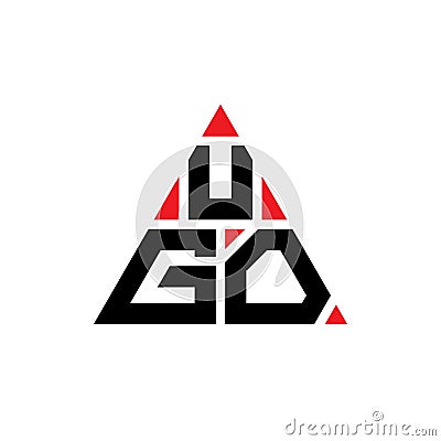UGO triangle letter logo design with triangle shape. UGO triangle logo design monogram. UGO triangle vector logo template with red Vector Illustration