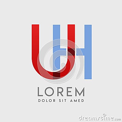 UH logo letters with & x22;blue and red& x22; gradation Vector Illustration