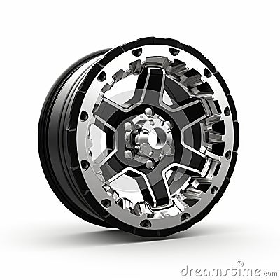 Pctem0099061 Off Road Wheel Design - Silver Rim With Black Spokes Stock Photo