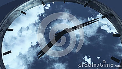 Uhr 4k im timelapse u. schneller Fliegenwolkenhintergrund, Uhr in der Zeit lizenzfreie abbildung Uhr 4k im timelapse u. schneller Fliegenwolkenhintergrund, Uhr in der Zeit lizenzfreie abbildung