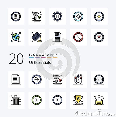 20 Ui Essentials Line Filled Color icon Pack like interface creative interface trash filter Vector Illustration