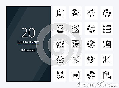 20 Ui Essentials Outline icon for presentation Vector Illustration