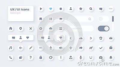 UI icons set. Vector. For mobile, web, social media, business. User interface elements for mobile app. Simple modern design. Flat Vector Illustration