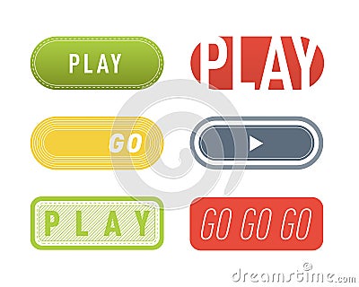 UI interface button play media internet isolated website online concept element sign and online tube player approved Vector Illustration