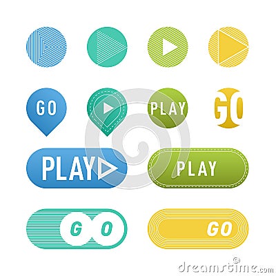 UI interface button play media internet isolated website online concept element sign and online tube player approved Vector Illustration