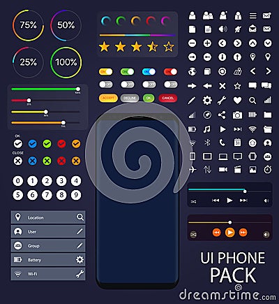 UI Moblie Phone Collection | User Interface Pack Vector Elements Vector Illustration