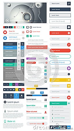 UI is a set components featuring the flat design Vector Illustration