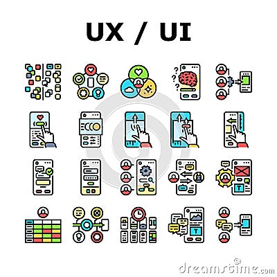 ui ux digital develop code app icons set vector Vector Illustration