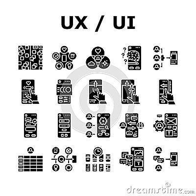 ui ux digital develop code app icons set vector Vector Illustration