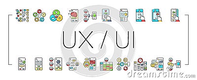 ui ux digital develop code app icons set vector Vector Illustration