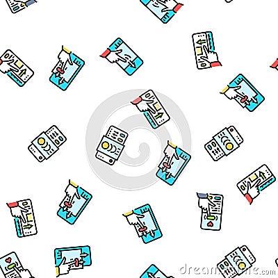 ui ux digital develop code app seamless pattern vector Cartoon Illustration