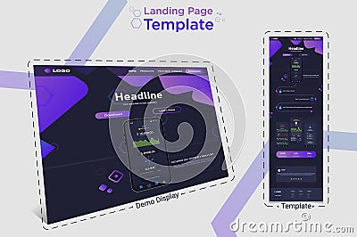 ui ux landing page, Website template for cyptro wallet and other app. Website template for websites, or apps. Mockup, Vactor Vector Illustration