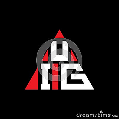 UIG triangle letter logo design with triangle shape. UIG triangle logo design monogram. UIG triangle vector logo template with red Vector Illustration