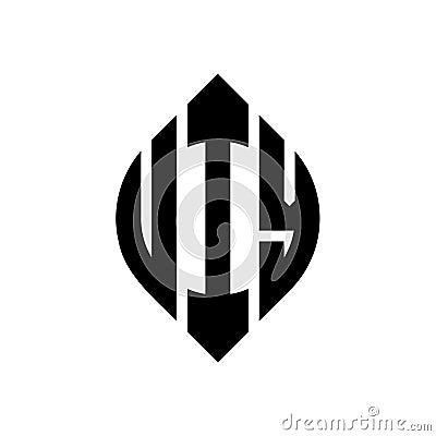 UIY circle letter logo design with circle and ellipse shape. UIY ellipse letters with typographic style. The three initials form a Vector Illustration