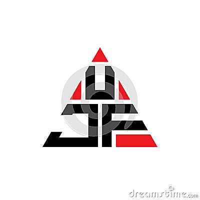 UJF triangle letter logo design with triangle shape. UJF triangle logo design monogram. UJF triangle vector logo template with red Vector Illustration