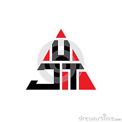 UJT triangle letter logo design with triangle shape. UJT triangle logo design monogram. UJT triangle vector logo template with red Vector Illustration